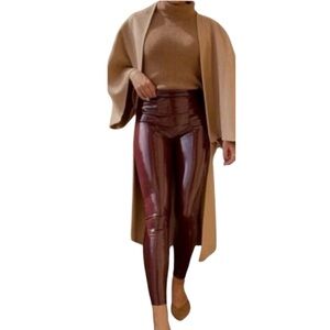 SPANX SPANXShape Faux Patent Leather Leggings Ruby Red Large